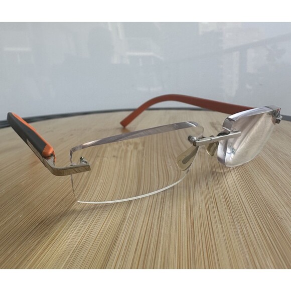 TAG Heuer TRENDS RIMLESS TH 8110 006 Eyeglasses 59-17-140 Grey/Orange FRAME ONLY - Picture 1 of 10